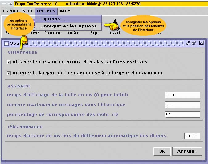 capture de l'interface