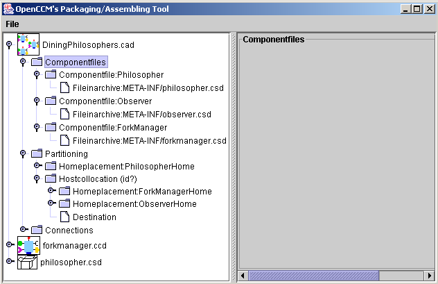 Editing of the componentfiles element in Dining Philosophers