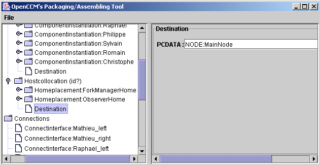 View of collocations, and a DESTINATION element