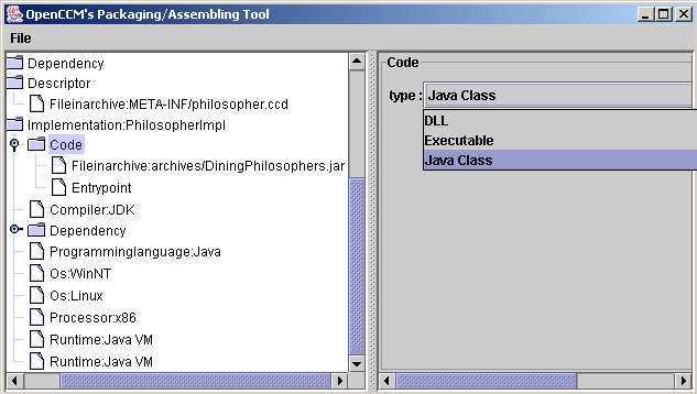 Packaging Tool editing the Implementation info for a Philosopher Package