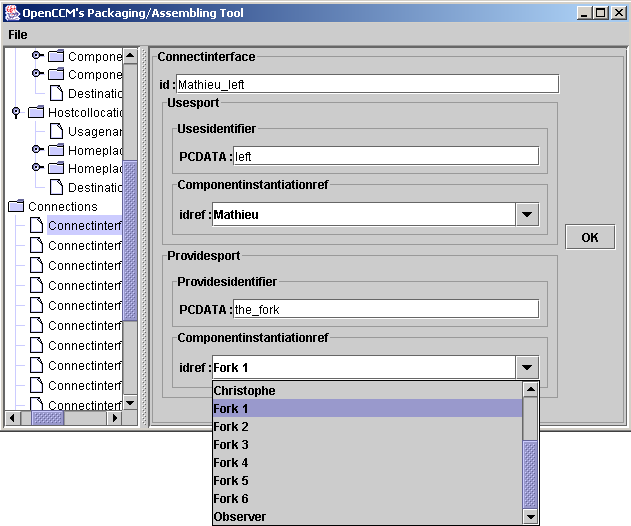 Feeding of a CONNECTINTERFACE element