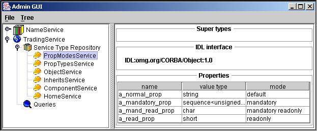 Trading Service Type Repository in the OpenCCM console