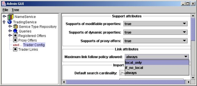 Trader admin panel in the OpenCCM console